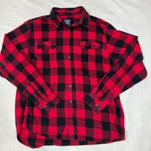 Faded Glory Red Buffalo Plaid Flannel Shirt XLT (46-48) | Cracked Button